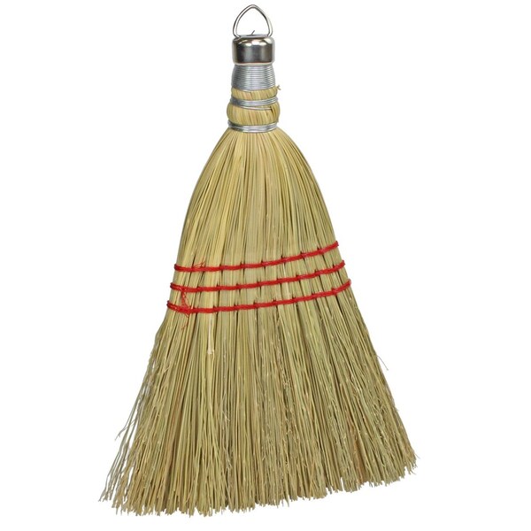 100% Corn Whisk Broom, 6-1/2 in Sweepign With, 11 in Oal, 12PK